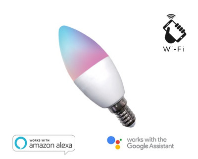 LAMPADA LED SMART EE-45WE14 RGB + BIANCO CALDO E14 C37 DIMMERABILE WIFI - ALEXA E GOOGLE HOME