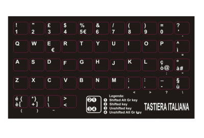 ADESIVI TASTIERA ITALIANA STICKERS NETBOOK/NOTEBOOK - TASTI PICCOLI ITA
