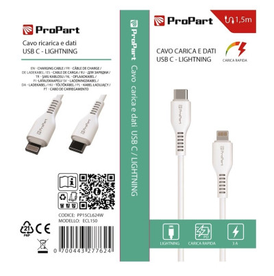 CAVO LIGHTNING - USB TIPO-C PP15CL624W (ECL150) 1.5MT BIANCO
