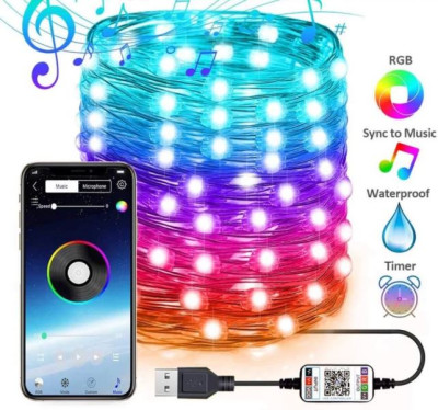 STRISCIA LED BLUETOOTH RGB ALIMENTAZIONE TRAMITE USB 10M IP65
