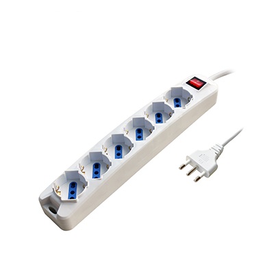 MULTIPRESA 6 POSTI BIPASSO/SCHUKO SPINA 16A + INTERR. (PEM3506-W)