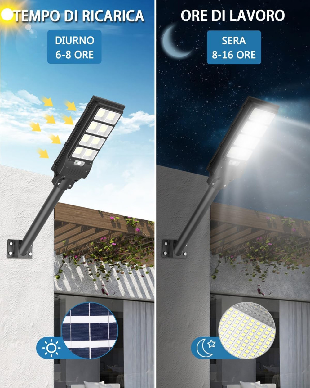 LAMPADA LAMPIONE ENERGIA LUCE SOLARE SOLAR LIGHT OUTDOOR DA ESTERNO 300W (N-525) - immagine 2
