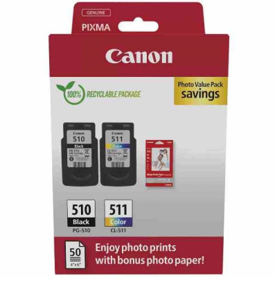 KIT CONFEZIONE MULTIPLA CARTUCCE D'INCHIOSTRO PG-510/CL-511 + CARTA FOTOGRAFICA (2970B017)