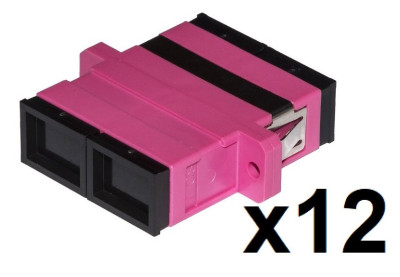 CONFEZIONE 12 ADATTATORI FIBRA OTTICA SC/SC MULTIMODE DUPLEX OM4 (LKSCD412)