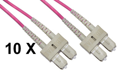 CONFEZIONE 10 CAVI FIBRA OTTICA SC A SC MULTIMODE DUPLEX OM4 MT.2 (LKSCSC4502E)
