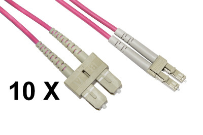 CONFEZIONE 10 CAVI FIBRA OTTICA LC A SC MULTIMODE DUPLEX OM4 MT.5 (LKLCSC4505E)
