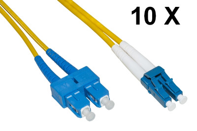 CONFEZIONE 10 CAVI FIBRA OTTICA LC A SC SINGLEMODE DUPLEX OS2 MT.5 (LKLCSC905E)
