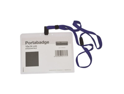 PORTABADGE ORIZZONTALE 10X14CM + CORDINO DA COLLO (01NIK303)