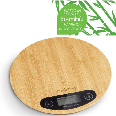 BILANCIA DA CUCINA DIGITALE IN BAMBU' TONDA (INN-135)