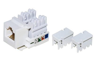 ADATTATORE PASSANTE 2X8 POLI RJ45 UTP NON SCHERMATO CAT.6 CON GANCI PER PANNELLI (LKCKF6)