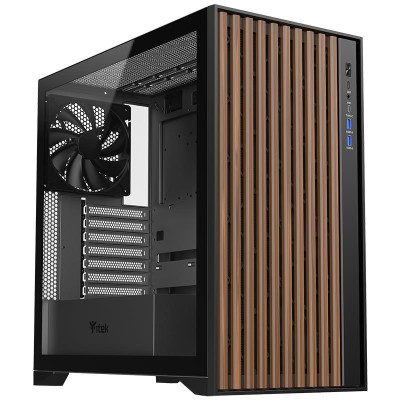 CASE GAMING WOODY ITGCAWO28B - NO ALIMENTATORE - FRONTALE IN LEGNO - NERO